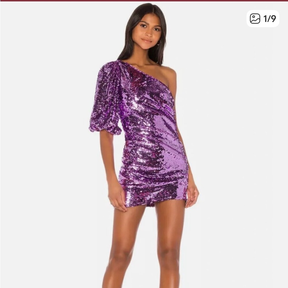 Purple Sequin One-Shoulder Dress